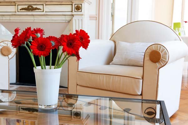 Sala de estar com flores