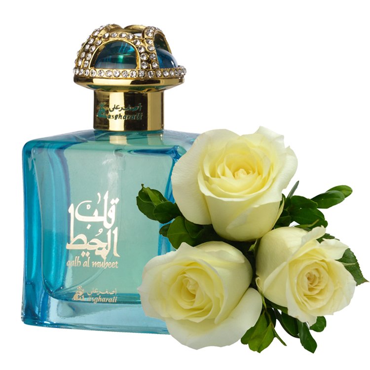 Rosas Brancas & Perfume Asgharali Qalb Al Muheet SP 100ML
