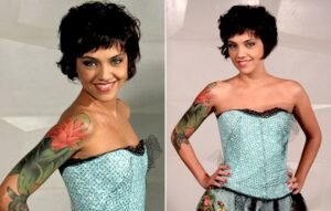 Leticia Persiles mostrando a tatuagem